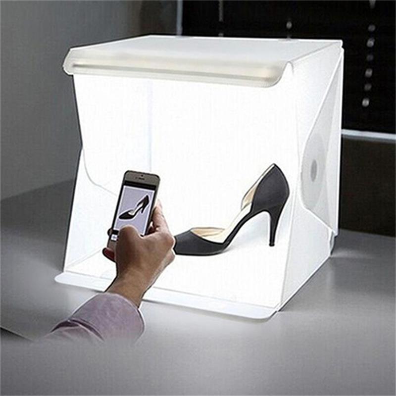 Mini Folding Lightbox Photography Photo Studio Soft box LED Light Soft Box Kit black/white Background Photo for DSLR Camera