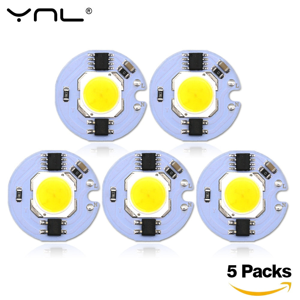 LED COB Chip 5Pcs Lampada 220V 9W 7W 5W 3W Smart IC For DIY LED Light Bulb Downlight Spotlight No Need Power Supply