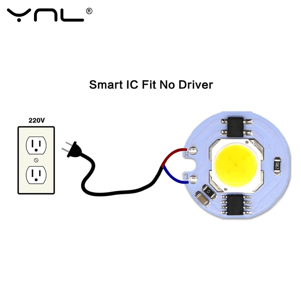 LED COB Chip 5Pcs Lampada 220V 9W 7W 5W 3W Smart IC For DIY LED Light Bulb Downlight Spotlight No Need Power Supply