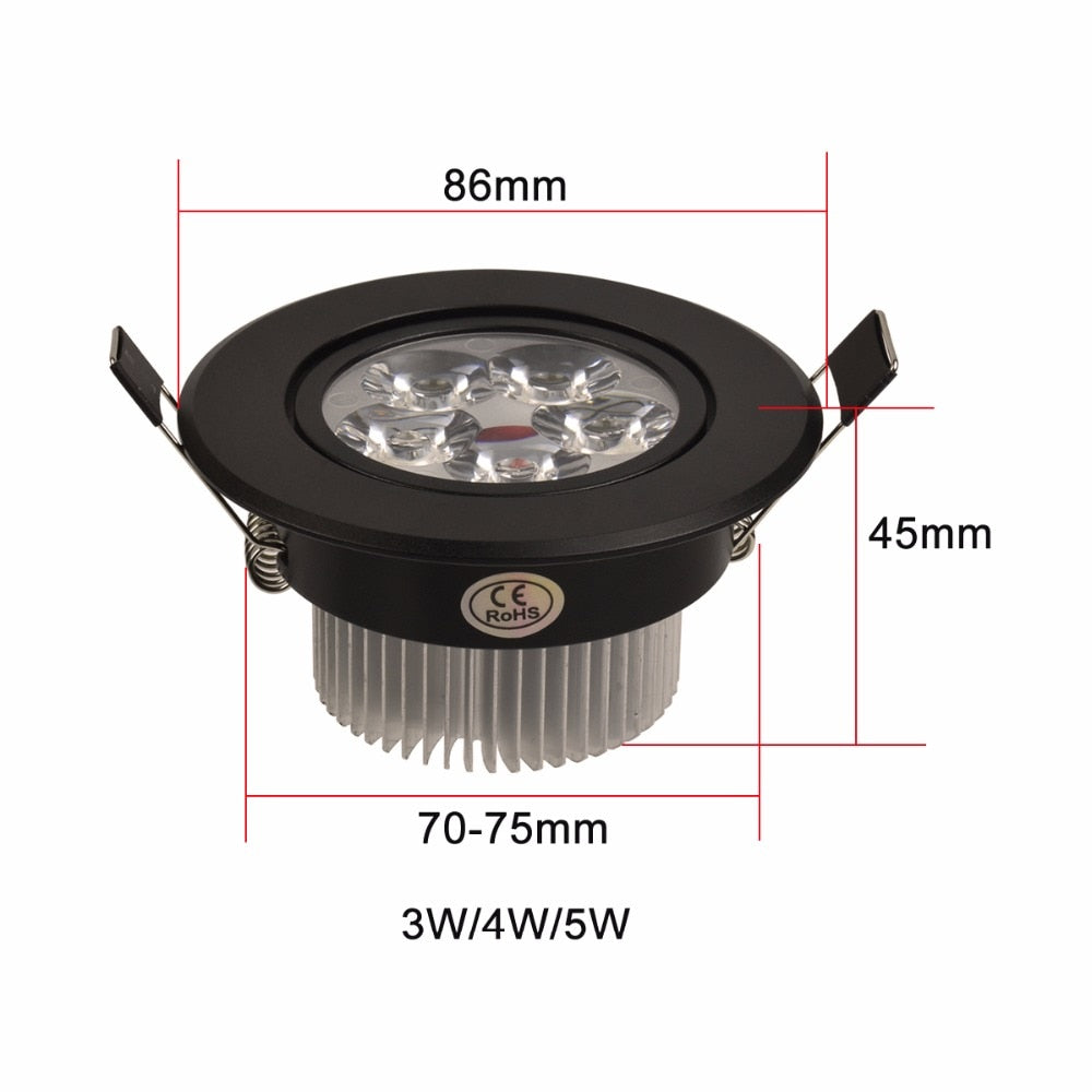 Led Downlight Dimmable 3W 4W 5W 110V 220V Black Shell Round Ceiling Recessed Spot led Light lamp IP40 Indoor Lighting
