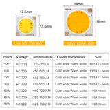 LED COB Lamp Chip 18W 15W 12W 9W 7W 5W 3W 220V 240V Input Smart IC Driver Fit For DIY Floodlight Spotlight Cold White Warm white