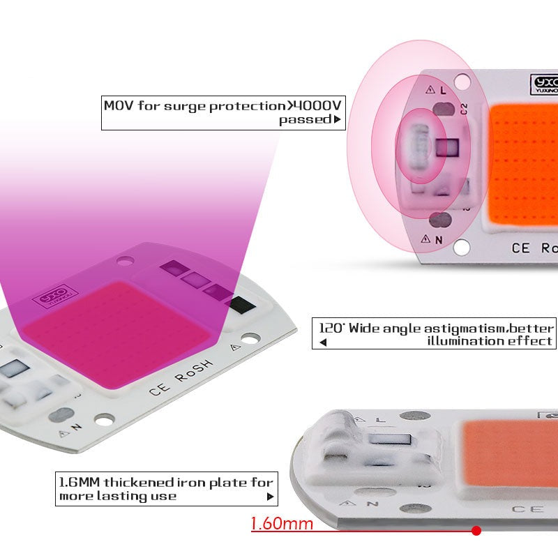  LED COB Chip For Grow Plant Light Full Spectrum Input 220V AC 20W 30W 50W For Indoor Plant Seedling Grow and Flower