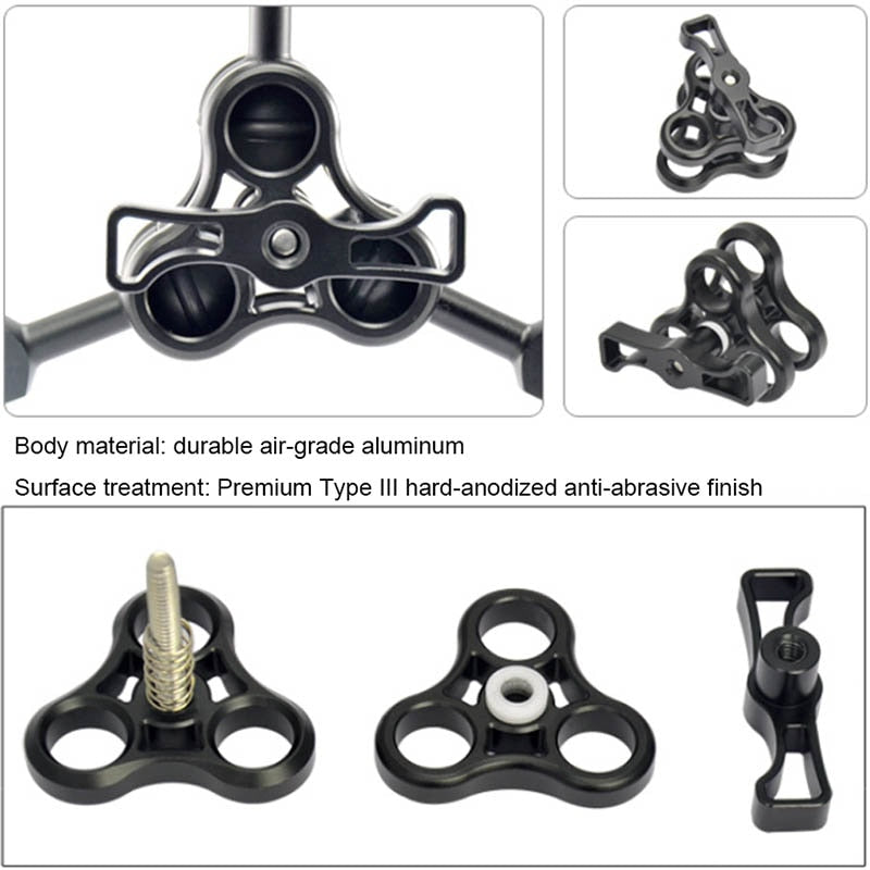 Z11 3-Hole Butterfly Bracket Professional Diving Holders Underwater Photography Arm Body Mount Bracket Accessories