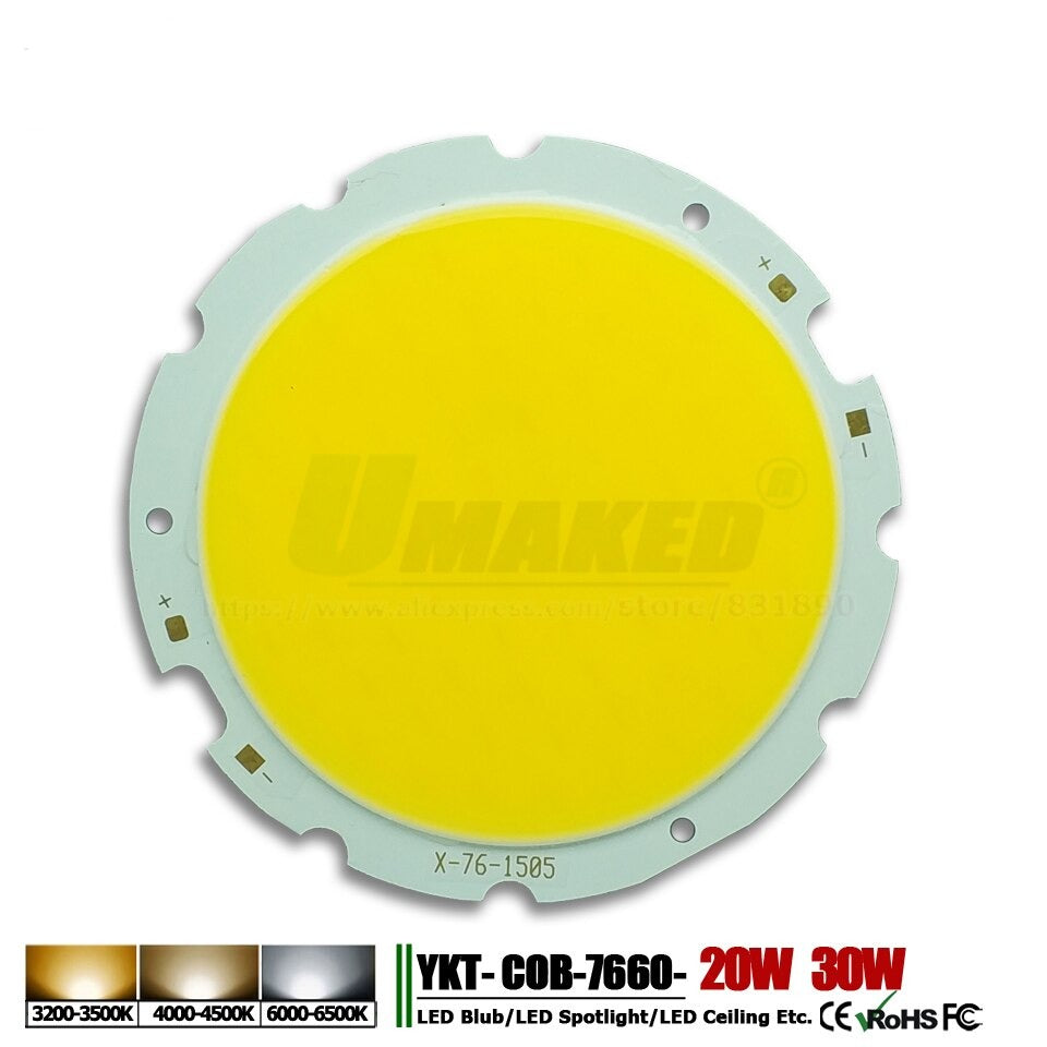 High Power LED Chip 3W 5W 7W10W 15W 20W 24W 30W 50W integrated SMD COB Beads Warm/Natural White Lamp Diode for led bulb spotlight