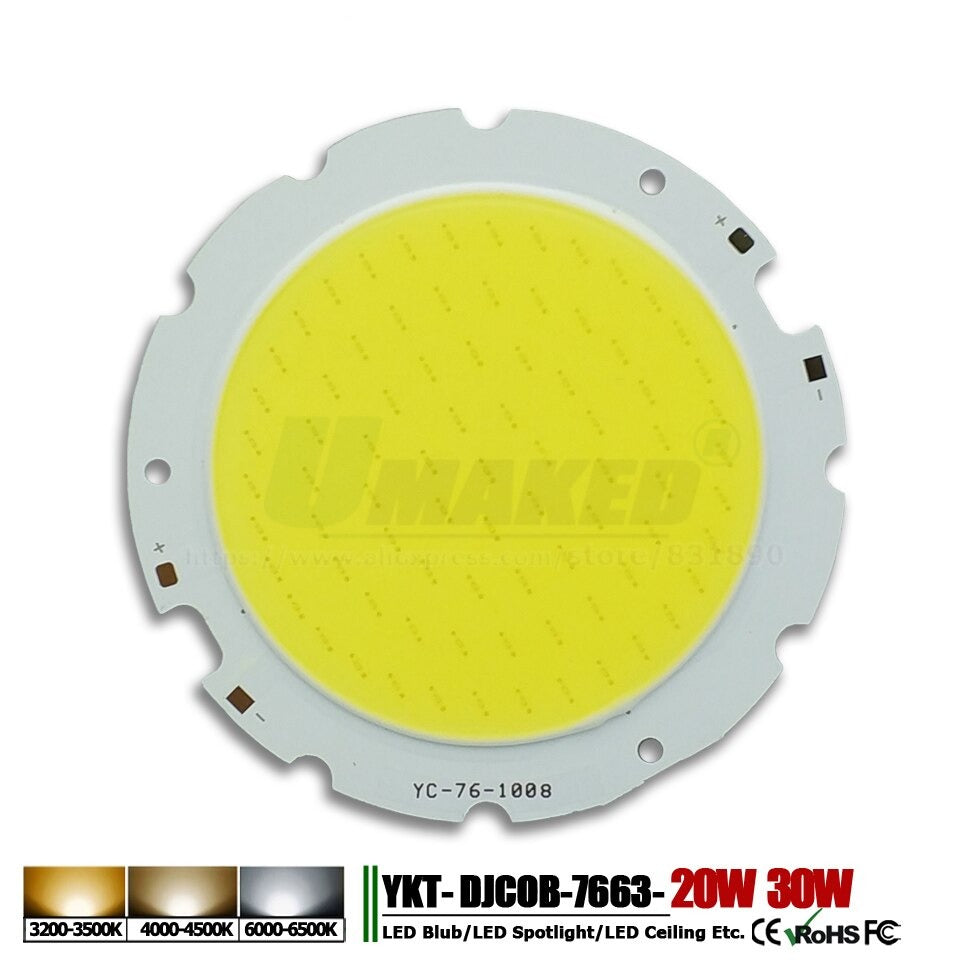 High Power LED Chip 3W 5W 7W10W 15W 20W 24W 30W 50W integrated SMD COB Beads Warm/Natural White Lamp Diode for led bulb spotlight