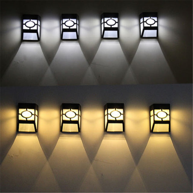 Solar Powered Wall Mount LED Light Outdoor Garden Path Landscape Fence Yard Lamp