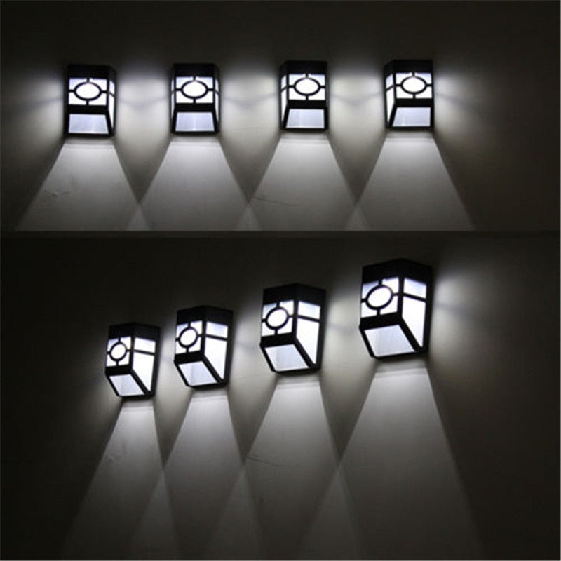 Solar Powered Wall Mount LED Light Outdoor Garden Path Landscape Fence Yard Lamp