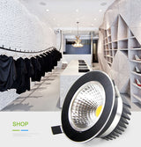 DBF Round Black Housing Embedded Downlight Dimmable 5W 7W 9W 12W Ceiling Recessed Spot Lights with AC 110V 220V LED Transformer