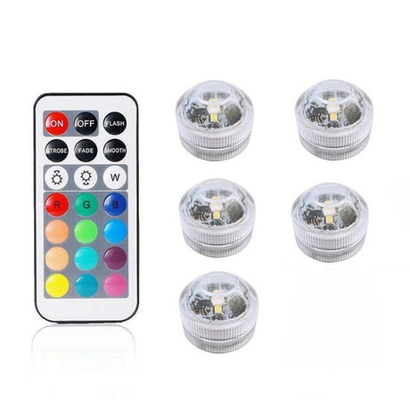 Battery Operated Waterproof RGB Submersible LED Light Underwater Night Lamp Tea Lights for vase, bowls, aquarium and party Wedding