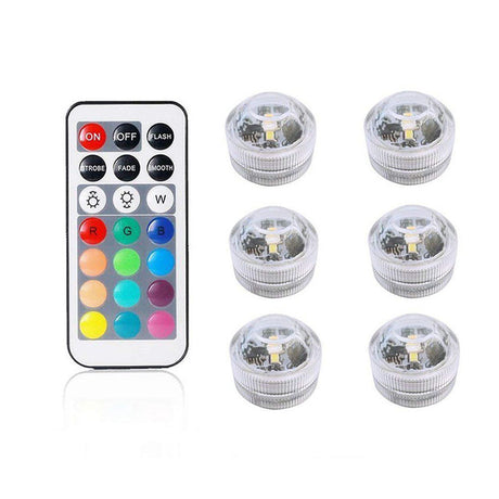 Battery Operated Waterproof RGB Submersible LED Light Underwater Night Lamp Tea Lights for vase, bowls, aquarium and party Wedding
