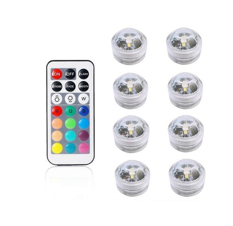 Battery Operated Waterproof RGB Submersible LED Light Underwater Night Lamp Tea Lights for vase, bowls, aquarium and party Wedding