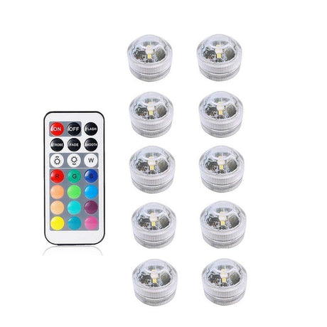 Battery Operated Waterproof RGB Submersible LED Light Underwater Night Lamp Tea Lights for vase, bowls, aquarium and party Wedding
