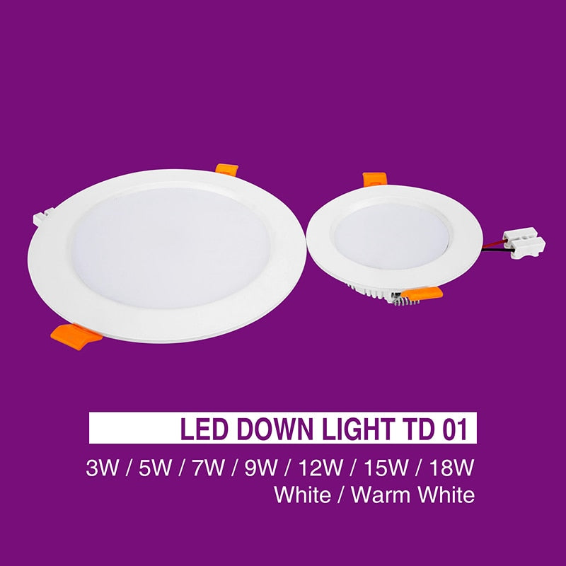 LED Round Panel Ceiling Downlight 2835 Lamp Aluminum AC220V 18W 15W 12W 9W 7W 5W 3W Ultra Bright LED Ceiling Recessed Spot Light