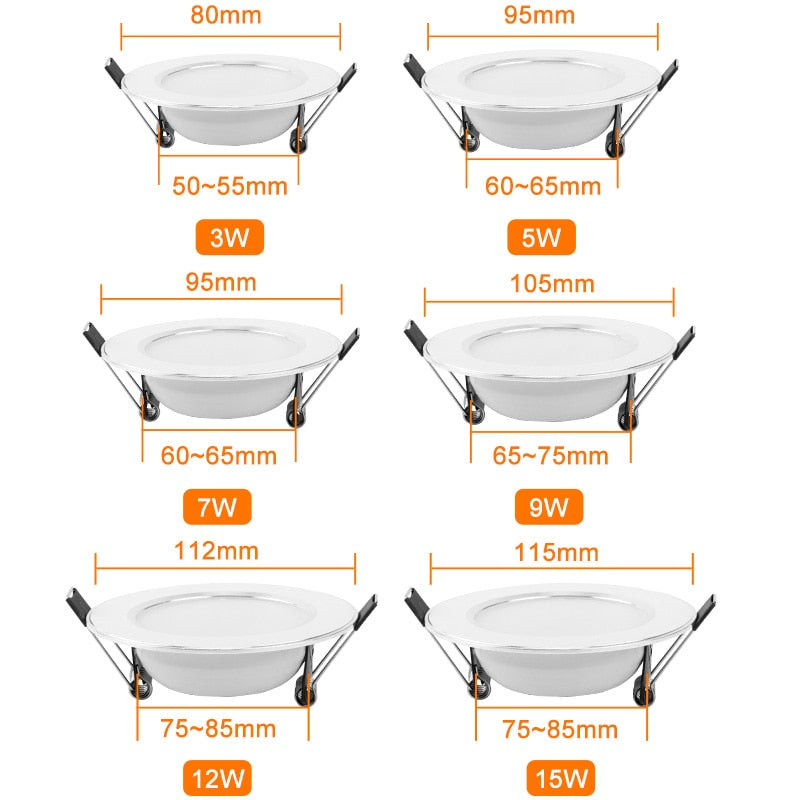 LED Downlight 4 pcs 3W 5W 7W 9W 12W 15W 220V 240V Recessed Round LED Lamp Light Indoor Lighting Warm White Cold White