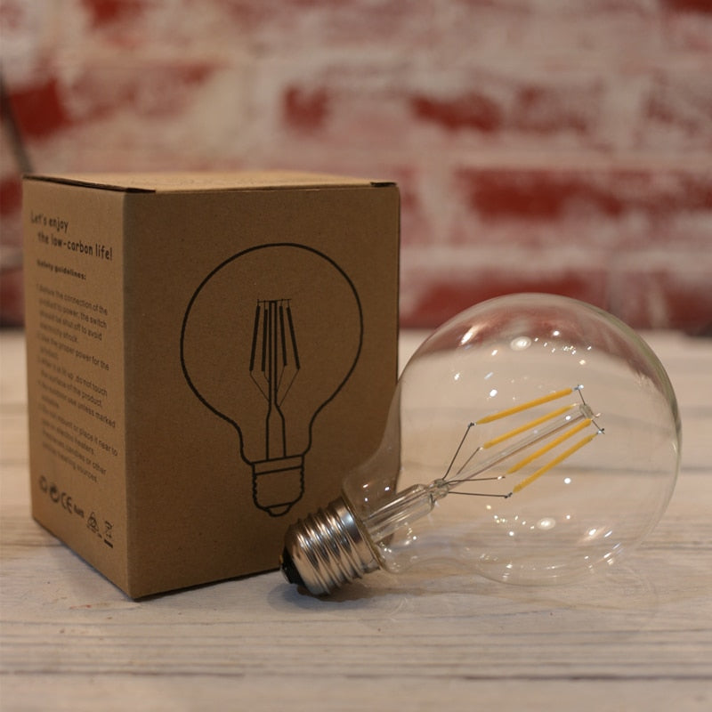 Filament Bulb G80 G95 G125 Big Global light bulb 2W 4W 6W 8W filament bulb E27 clear glass indoor lamp AC220V
