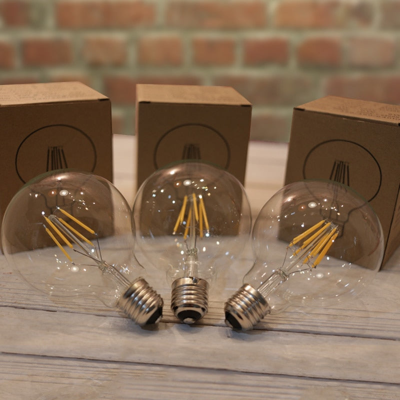 Filament Bulb G80 G95 G125 Big Global light bulb 2W 4W 6W 8W filament bulb E27 clear glass indoor lamp AC220V