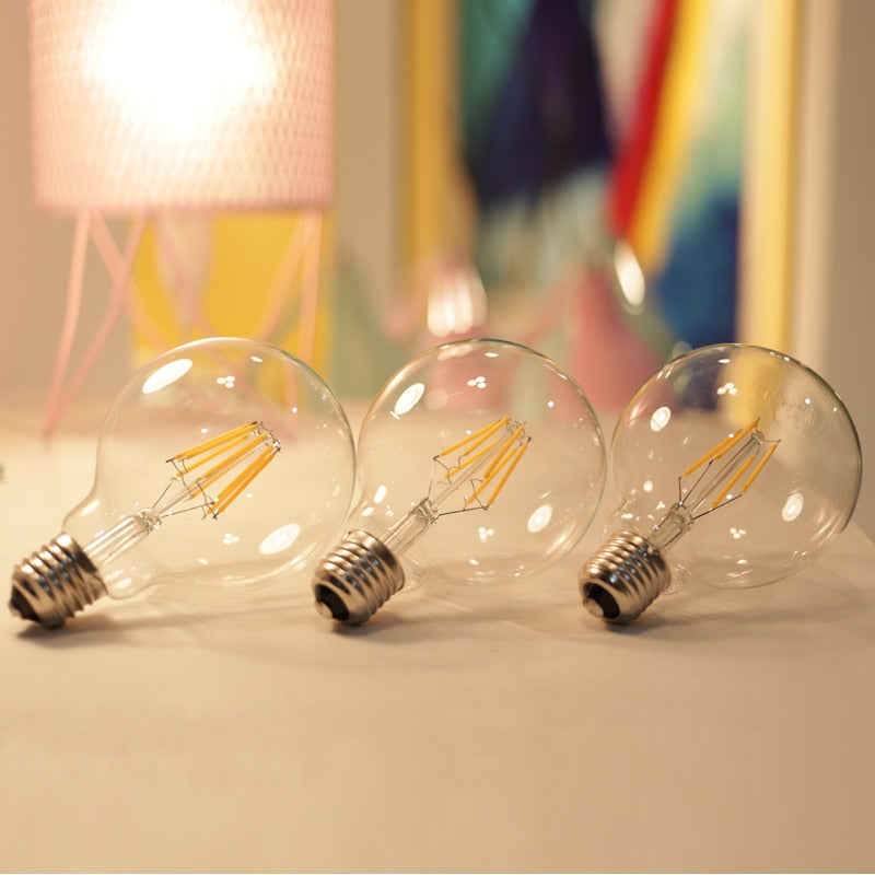 Filament Bulb G80 G95 G125 Big Global light bulb 2W 4W 6W 8W filament bulb E27 clear glass indoor lamp AC220V