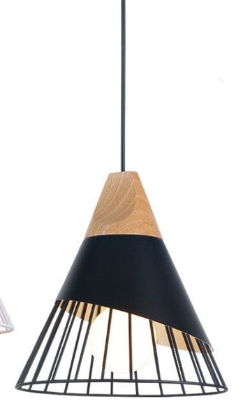 Slope lamps Pendant Lights Wood And Aluminum Restaurant Bar Coffee Dining Room LED Hanging Light Fixture