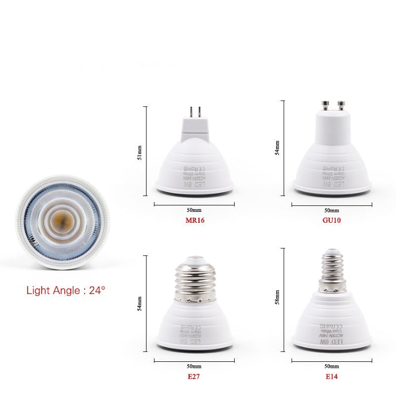 E27 E14 MR16 GU5.3 GU10 Lampada LED Bulb 6W 220V Bombillas LED Lamp Spotlight Lamparas Spot Light
