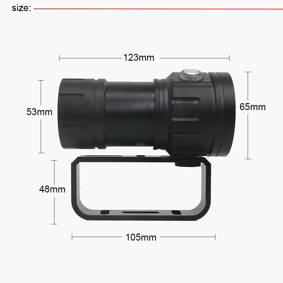 New LED Diving Flashlight Underwater 80M XHP70 / L2 Photography Video Camera Tactical Flashlight Blue +White LED Lantern Torch