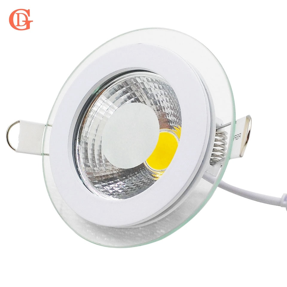 LED Downlight COB Dimmable 7W 10W 12W 15W 20W 30W LED COB Panel Light AC85-265V Recessed COB Downlight Glass Cover Down Light