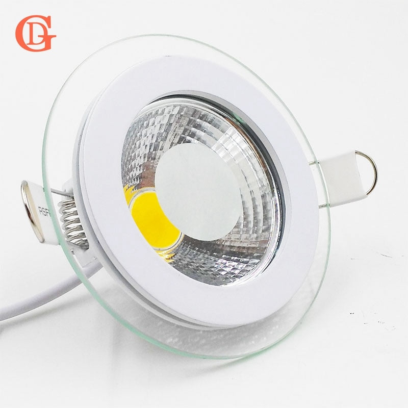 LED Downlight COB Dimmable 7W 10W 12W 15W 20W 30W LED COB Panel Light AC85-265V Recessed COB Downlight Glass Cover Down Light