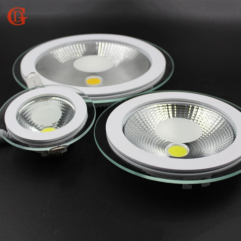 LED Downlight COB Dimmable 7W 10W 12W 15W 20W 30W LED COB Panel Light AC85-265V Recessed COB Downlight Glass Cover Down Light