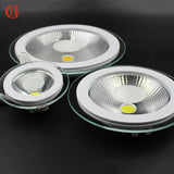 LED Downlight COB Dimmable 7W 10W 12W 15W 20W 30W LED COB Panel Light AC85-265V Recessed COB Downlight Glass Cover Down Light