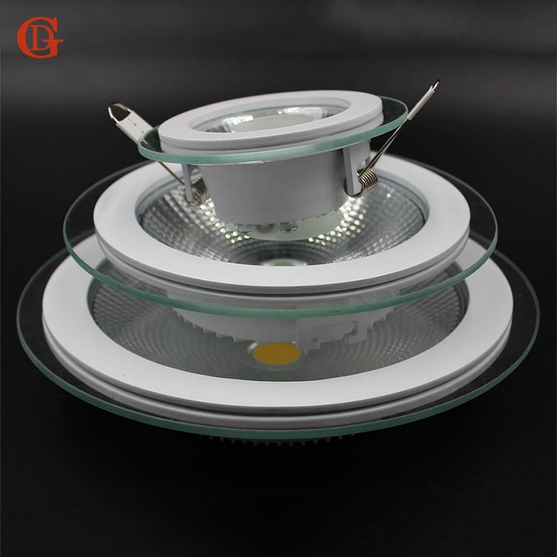 LED Downlight COB Dimmable 7W 10W 12W 15W 20W 30W LED COB Panel Light AC85-265V Recessed COB Downlight Glass Cover Down Light