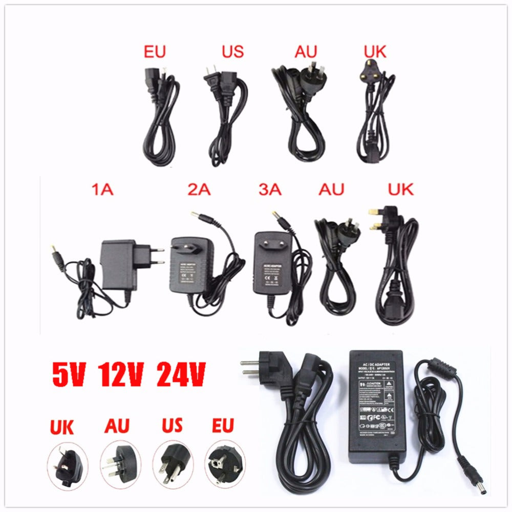 Power supply for led strip EU/US/UK/AU adapter for AC110-220V to DC12V options plug transformer 12V 1A 2A 3A 5A 6A 8A 10A