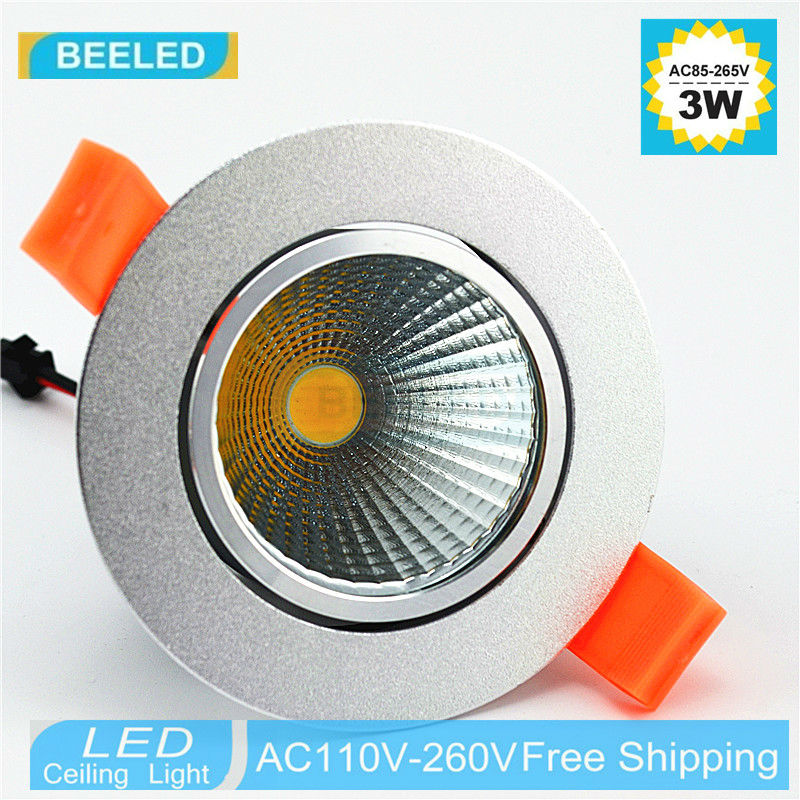 LED COB downlight Recessed 3W 5W 7W silver aluminum body LED Ceiling lights Spot Light Lamp Cool white warm white led lamp