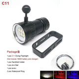 New LED Diving Flashlight Underwater 80M XHP70 / L2 Photography Video Camera Tactical Flashlight Blue +White LED Lantern Torch