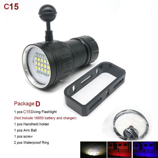 New LED Diving Flashlight Underwater 80M XHP70 / L2 Photography Video Camera Tactical Flashlight Blue +White LED Lantern Torch