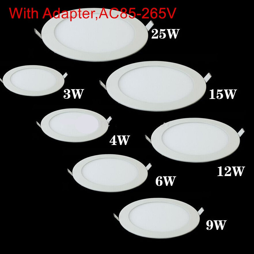 Ultra thin LED Down light lamp 3W 4W 6W 9W 12W 15W 25W led lighting Recessed grid downlight slim Round panel light