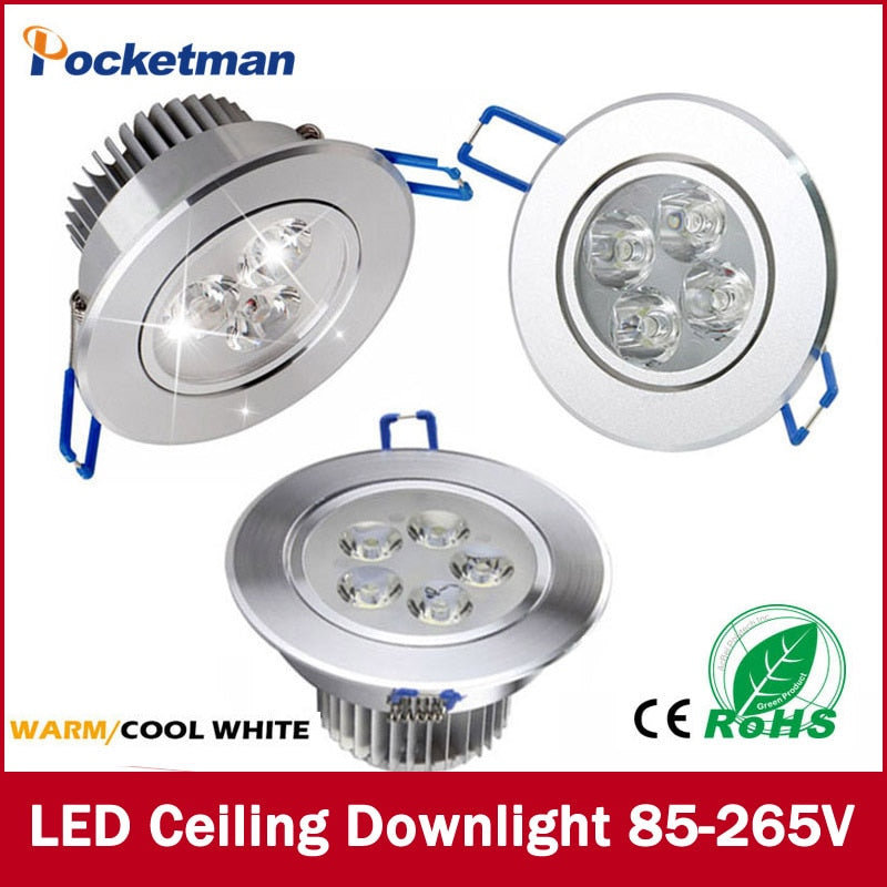 LED Ceiling Downlight Recessed 1Pcs 9W 12W 15W AC85V-265V 110V / 220V LED Wall lamp Spot light With LED Driver For Home Lighting