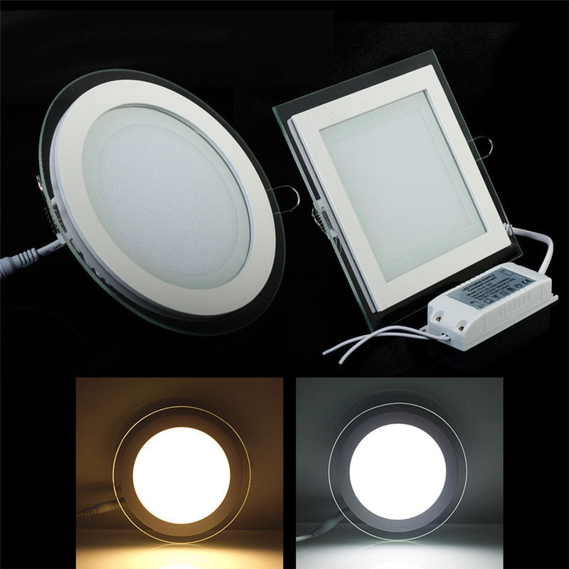 led SMD panel light LED Ceiling 3 color change glass Recessed Light AC85-265V LED Downlight SMD 6W 9W 12W 18W Home lighting