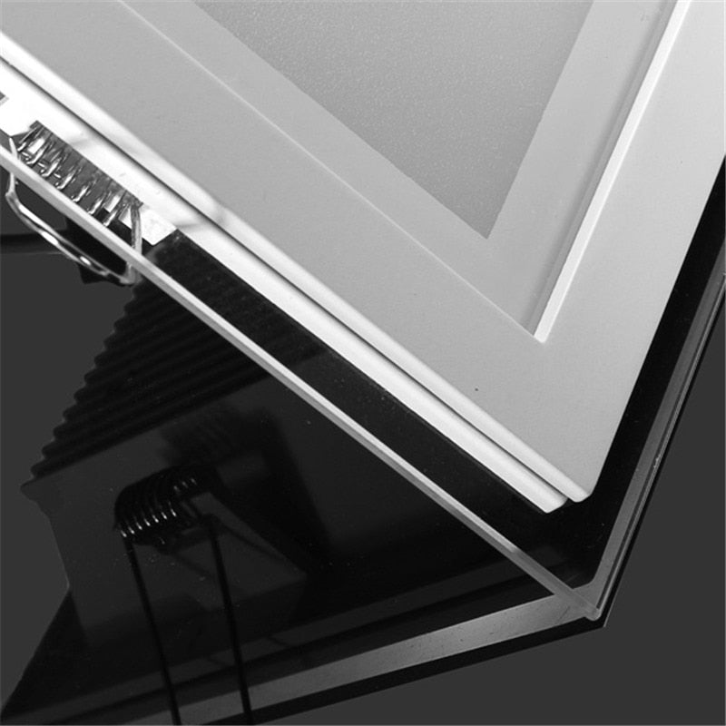 LED Panel Downlight 6W 9W 12W 18W 24W Square Glass Panel Lights Ceiling Recessed Lamps LED Spot Light AC85-265V With adapter