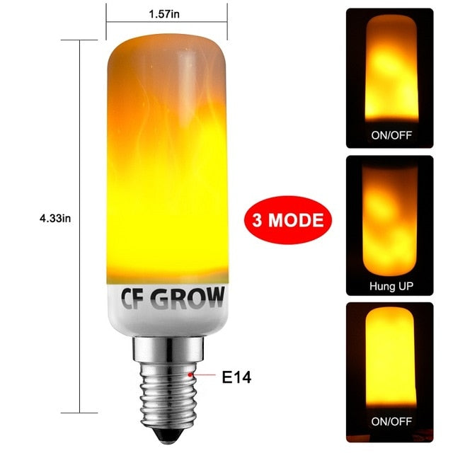 E26 E27 LED Flame Effect Fire Light Bulb SMD2835 Flickering Emulation 1&amp;4 Modes LED Flame Lamp E14 1200K~1400K AC85V~265V