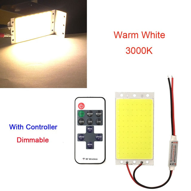12V 15W COB LED Panel Light with Dimmer Controller 1500LM Warm Nature Cold White DC12V Dimmable LED Bulb for DIY Work Decors Lamp