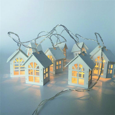 LED Garland Wood House String Light 2m 10LEDs Room Decors String Lamp Wedding Party Holiday Fairy Lights Novelty Lamp