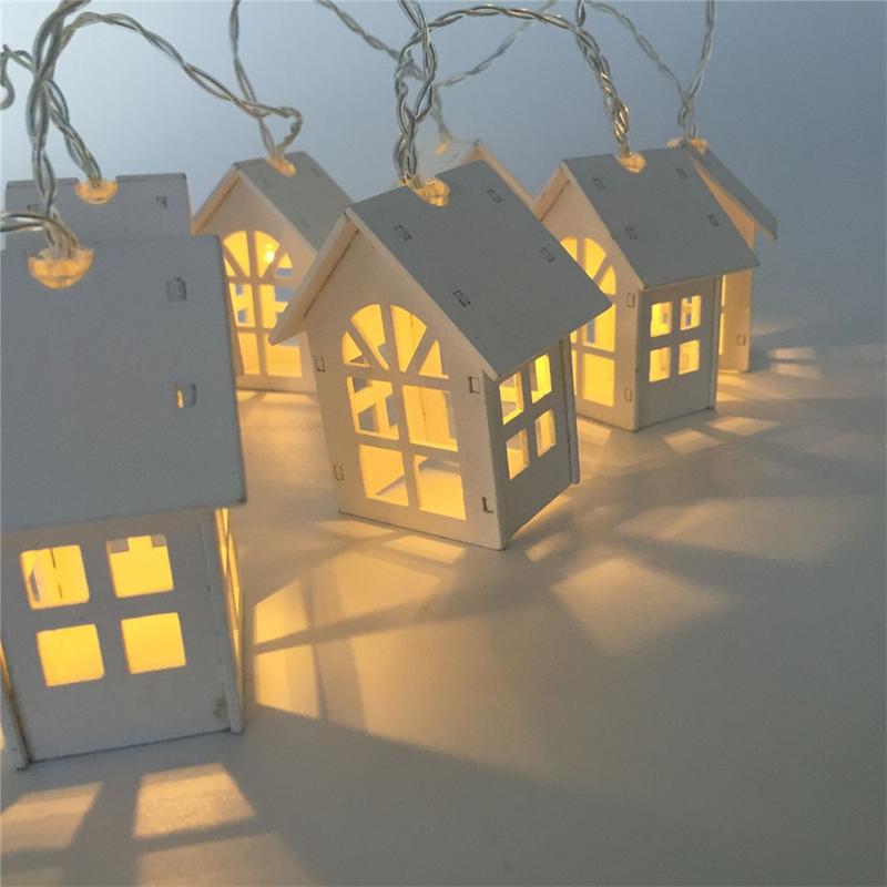 LED Garland Wood House String Light 2m 10LEDs Room Decors String Lamp Wedding Party Holiday Fairy Lights Novelty Lamp