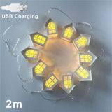 LED Garland Wood House String Light 2m 10LEDs Room Decors String Lamp Wedding Party Holiday Fairy Lights Novelty Lamp