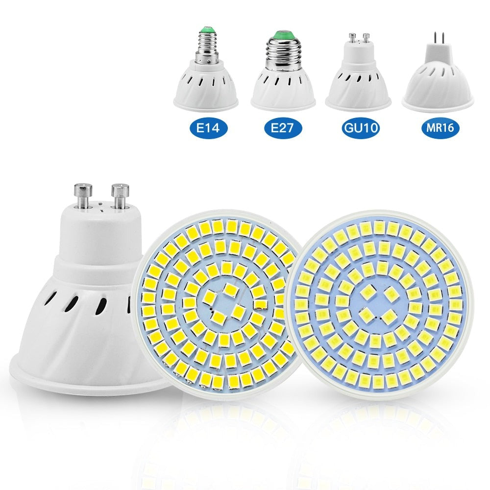 Led Spotlight Bulb E27 E14 GU10 MR16 Led Lamp 110V 220V 48 60 80 LEDs 2835 SMD Energy Saving Bombillas Lampada for Home Lighting