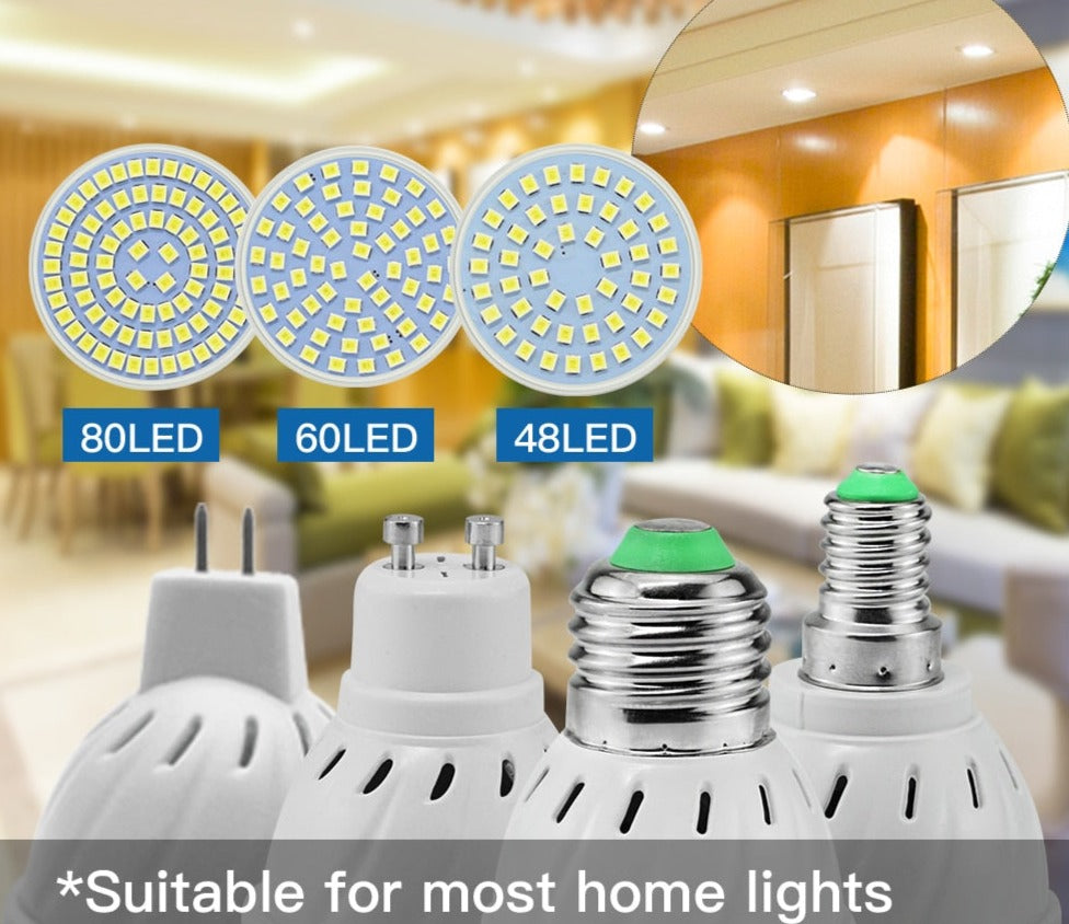 Led Spotlight Bulb E27 E14 GU10 MR16 Led Lamp 110V 220V 48 60 80 LEDs 2835 SMD Energy Saving Bombillas Lampada for Home Lighting