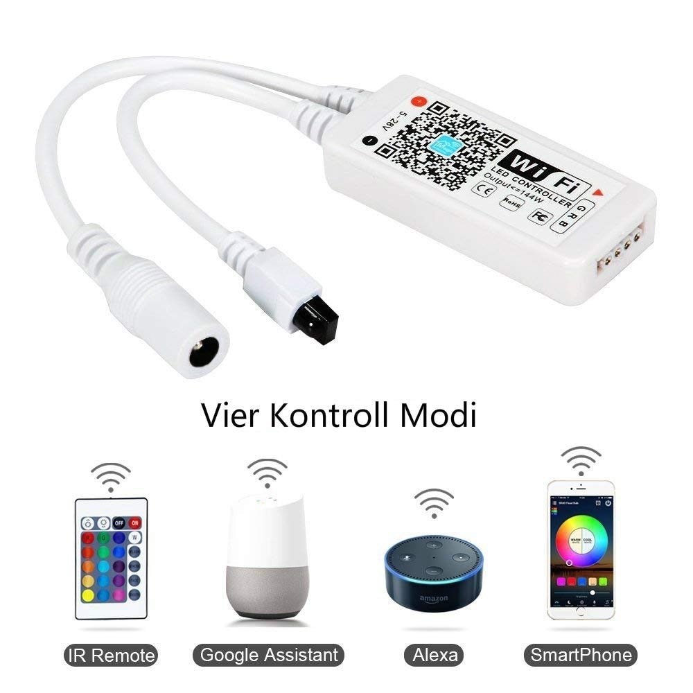 RGB LED Tape Wireless Wi-Fi LED Strip 5M 10M 15M Kit 12V 150leds Waterproof Flexible Rope Light +Wi-Fi Controller +Power Supply