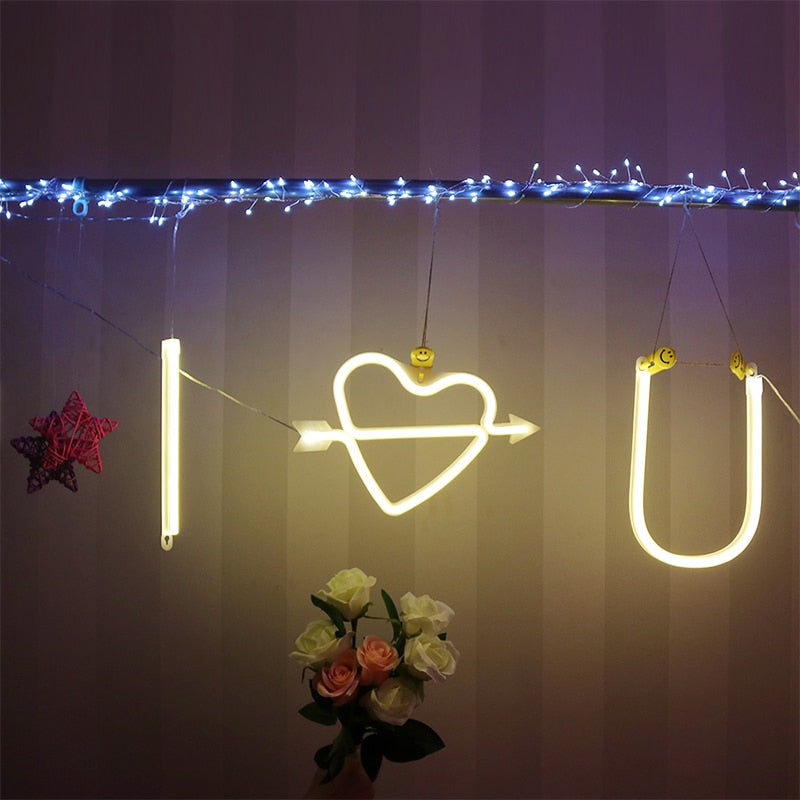 Night Light Neon Alphabet Lamp 26 Letters Number Color Change For Birthday Wedding Party Bedroom Wall Hanging Decor Light Night