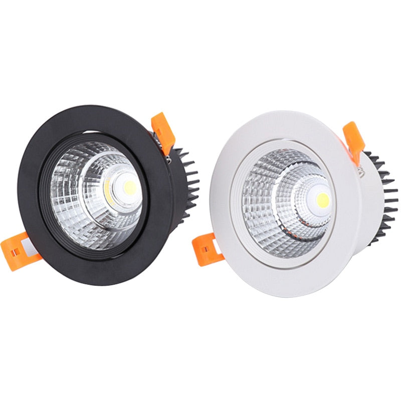White Black LED COB Spotlight Ceiling lamp AC85-265V 3W 5W 7W 9W 12W 15W Aluminum recessed downlights round led panel light Spot