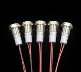 6mm 8mm 10mm 12mm 14mm Waterproof IP67 Metal LED Warning Indicator Light Signal Lamp Pilot Wire 3V 5V 12V 24V 110V 220V Red Blue