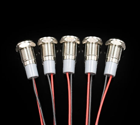 6mm 8mm 10mm 12mm 14mm Waterproof IP67 Metal LED Warning Indicator Light Signal Lamp Pilot Wire 3V 5V 12V 24V 110V 220V Red Blue