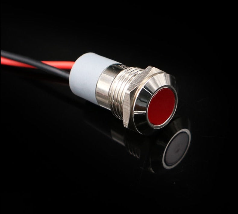6mm 8mm 10mm 12mm 14mm Waterproof IP67 Metal LED Warning Indicator Light Signal Lamp Pilot Wire 3V 5V 12V 24V 110V 220V Red Blue